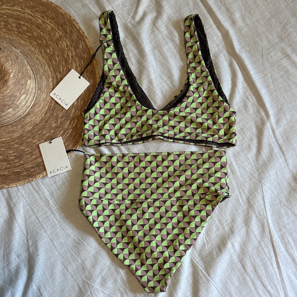 Acacia Swimwear Green and Black Patterned Bikini - Picture 4 of 5
